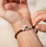 Double Braided Leather Men's Bracelet - Image 3